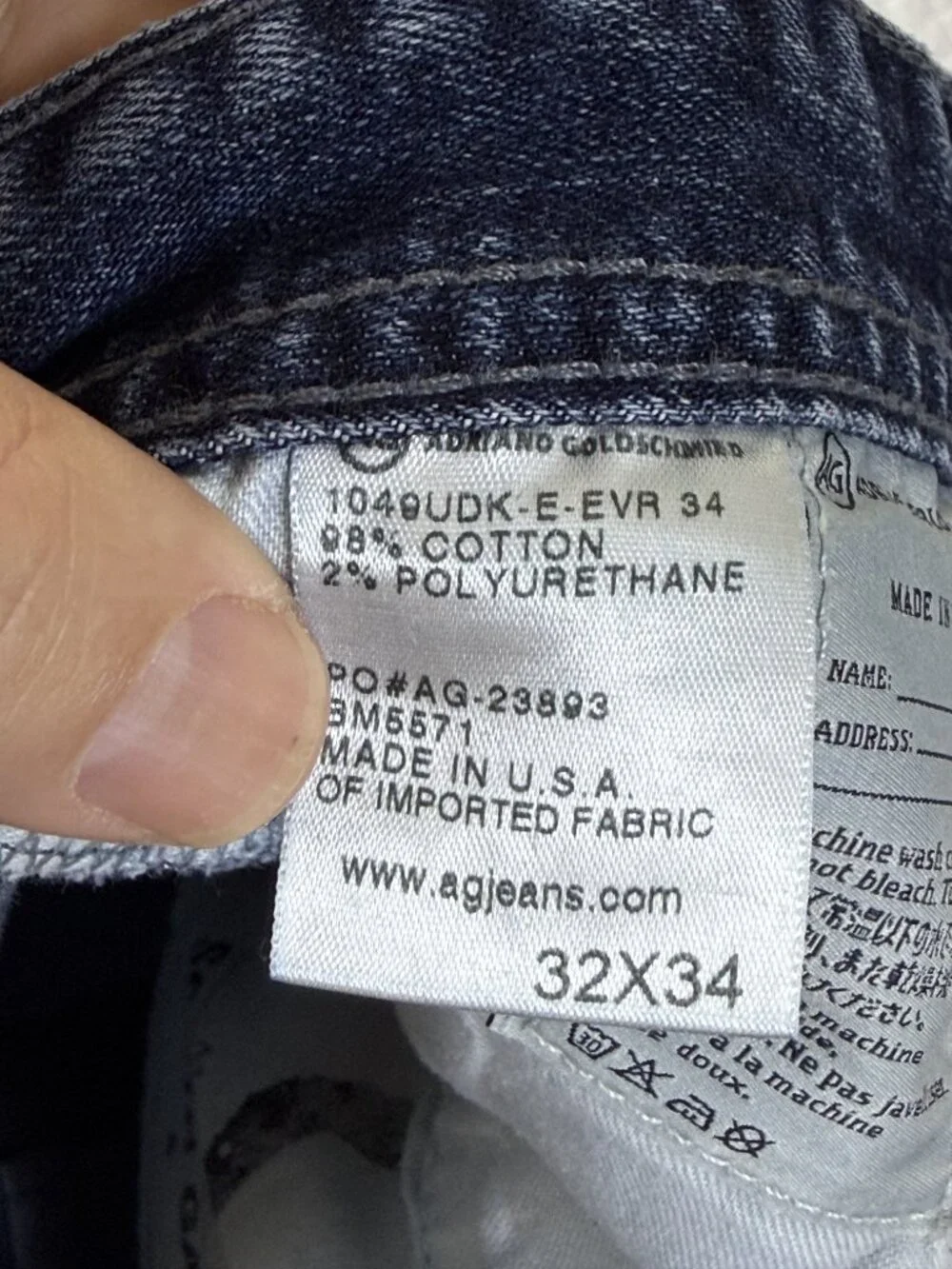 AG Adriano Goldschmied The Protege Straight Leg Jeans Dark Wash 32x34